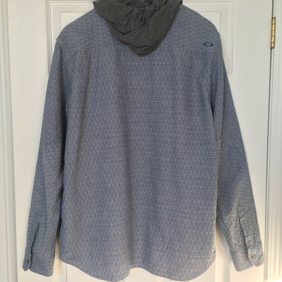 OAKLEY QUILTED BUTTON UP JACKET MENS WITH HOOD BLUE SIZE L - Picture 4 of 9